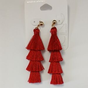 Icing Red Tassel Earrings
